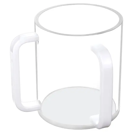 Clear Lucite Wash Cup with White Base and Handles {2}