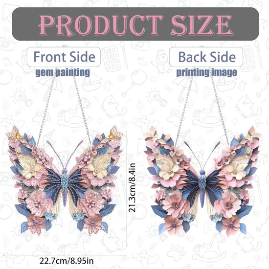 Hanging Diamond Art Painting Ornament Butterfly, DIY Double Sided Acrylic Diamonds Painting Pendant Kit for Adults {5}