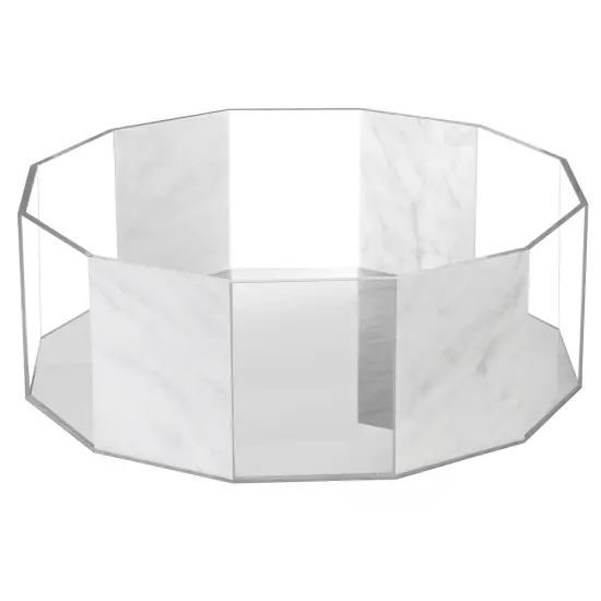 White Marble and Clear Lucite Hexagonal Passover Matzah Box Hexagon {2}