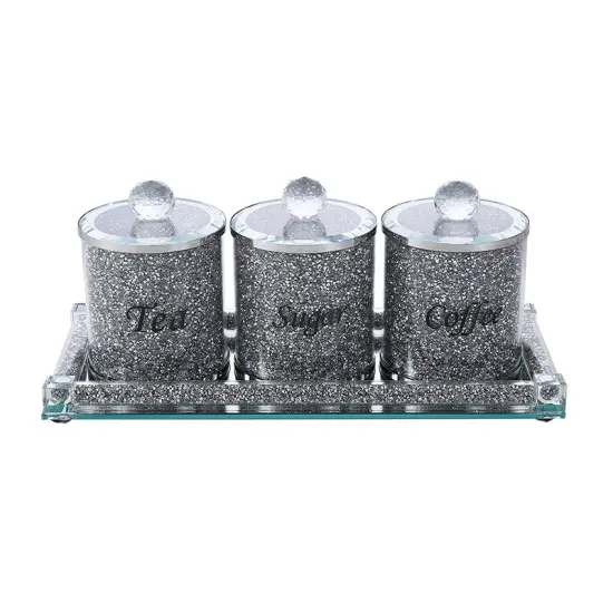 Crystal Coffee and Tea Set with Crushed Gemstones {2}