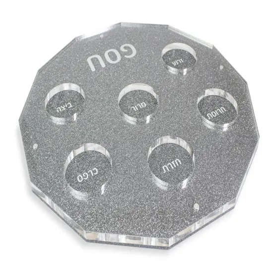 Lucite Seder Plate Hexagon Silver {1}