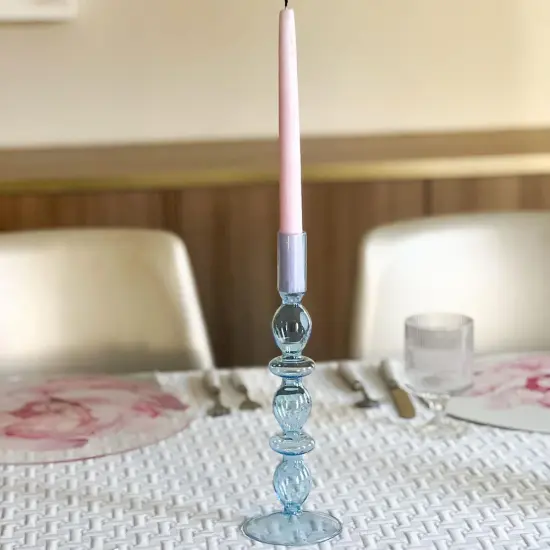 Glass Candle Holder Pink {5}