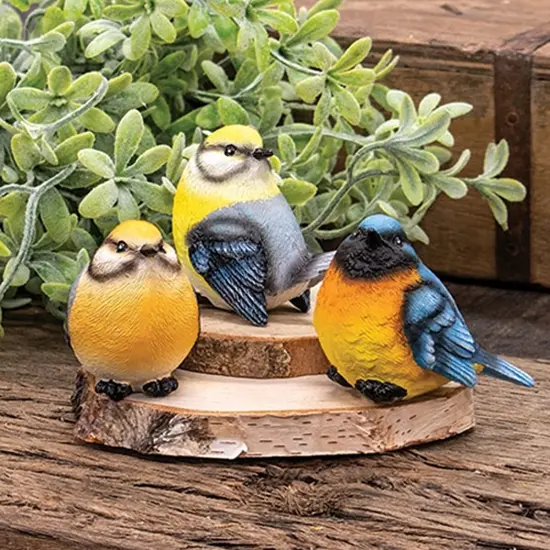 3 Asstd. Mini Resin Bird Figurines Colorful Decorative Birds for Home Decor {3}