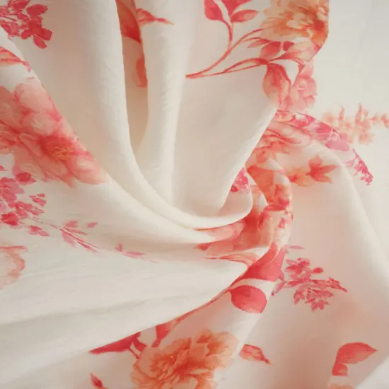 1 Yard Airflow Floral Print Fabric, 57&Prime; Wide Viscose Nylon Blend PINK {2}