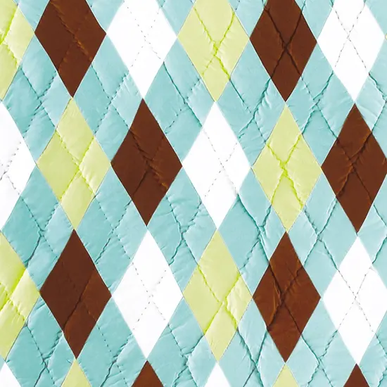 Argyle Aqua Cotton Quilted 50" x 60" Throw Blanket {3}