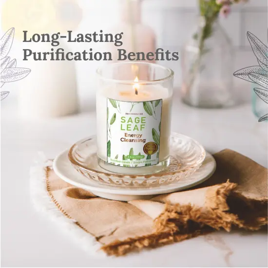 Magnificent 101 Set of 3 Long Lasting White Sage Leaf Scented Smudge Candles - 42 Hour Burn, 3.5 Oz Each, Made with Soy Wax and Herb, Ideal for House Energy Cleansing, Meditation & Manifestation Multicolor {1}
