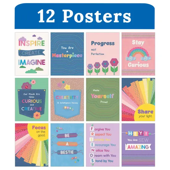 Carson Dellosa Crafty and Cool 12-Piece Motivational Posters, Inspirational Wall Art With Positive Affirmations for Bulletin Board and Classroom Decor {2}