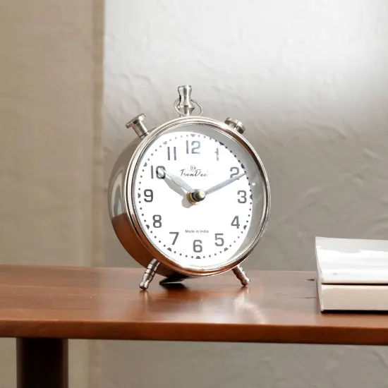 Decorative Desk Clock-Aluminium Table Clock Silver {1}