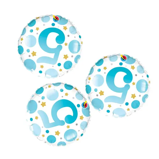Age 5 Blue Dots 18 Inch Foil Mylar Balloon {3}