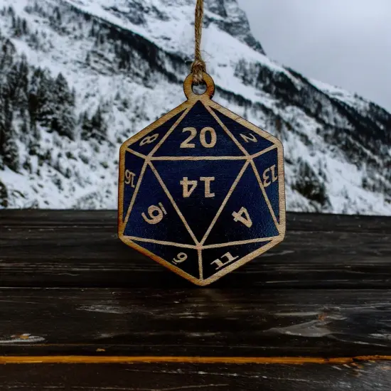 Ornament - D20 - Black Painted Raw Wood 3x3in {3}