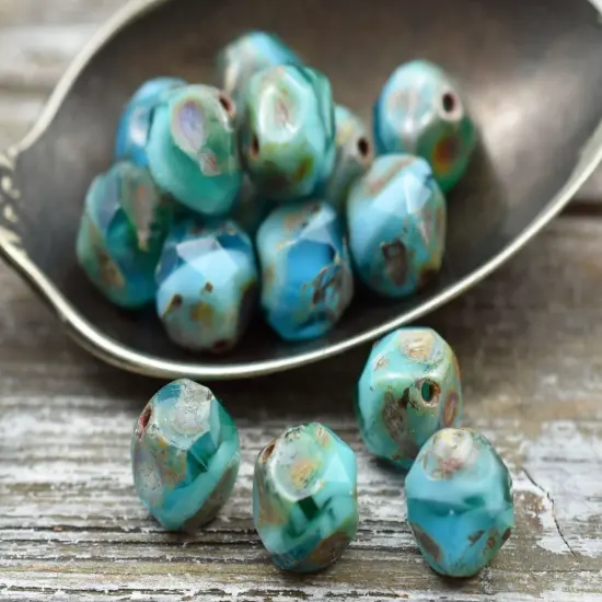 *15* 8mm Riviera Maya Picasso Central Cut Round Beads {5}