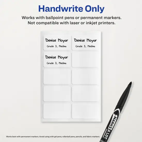 Avery No-Iron Fabric Labels, 1" x 1-3/4", Washer and Dryer-Safe Waterproof Labels, Non-Printable, 40 Blank Labels Total (40722) {6}