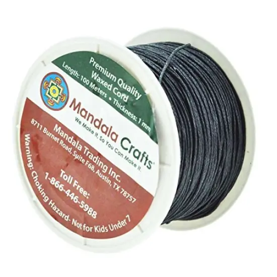 109 YardsMandala Crafts Black 1mm Waxed Cord for Jewelry Making - Black Waxed Cotton Cord for Jewelry String Bracelet Cord Wax Cord Necklace String {1}