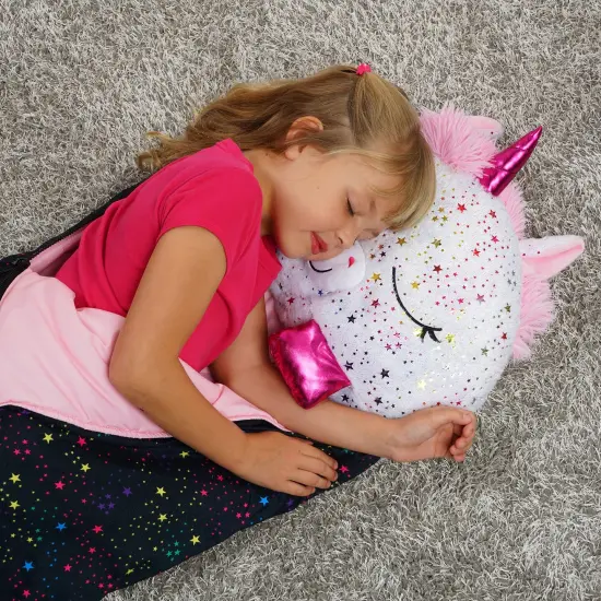 Happy Nappers: Pillow & Sleepy Sack Large - Shimmer Unicorn - 66 x 30", 2-In-1: Plush Animal Opens Into Sleeping Bag, Soft Play Character, Kids 7+ {7}