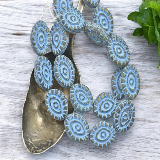 *10* 14x11mm Turquoise Washed Pale Topaz Mystic Eye Beads {2}