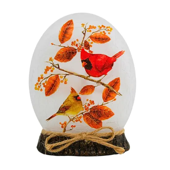 Stony Creek 5.75 In Cardinal W/ Aspen Lit Orb Base Thanksgiving Lighted Glass Accent , Thanksgiving Decor Lighted Fall Glass Orb Clear {3}