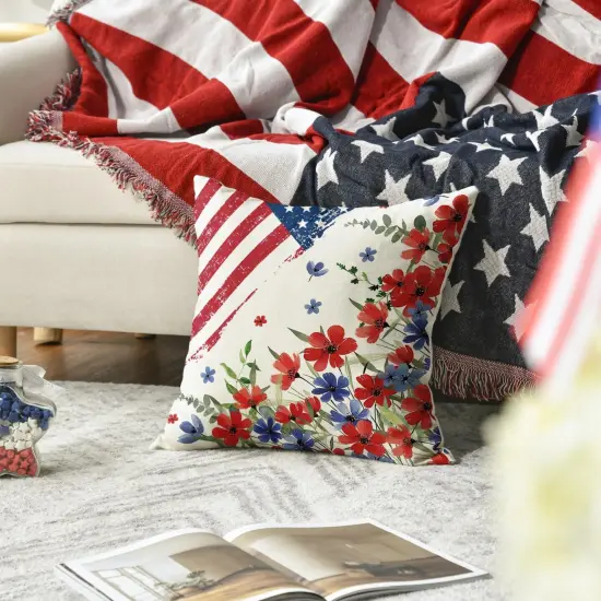 Floral Throw Pillow Cover for 4th of July Decorations {5}