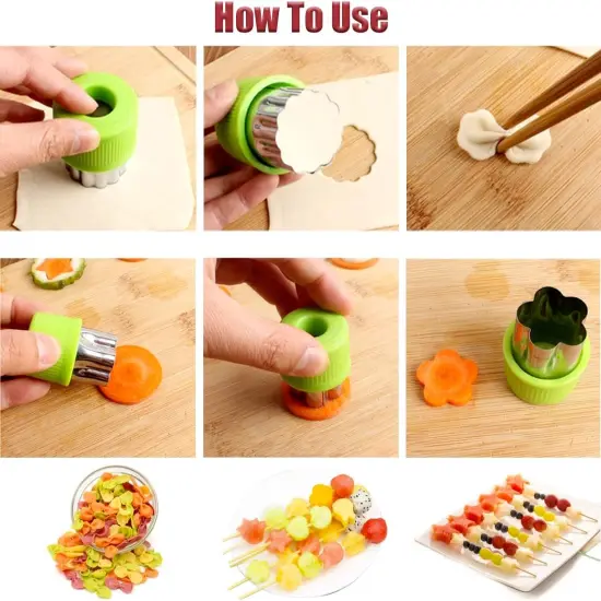 Fruit and Vegetable Cutter Stamp Set 9 Pieces - Love Heart, Star, Flower, Rabbit, Bear {5}