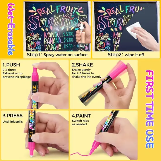 Fine Tip Liquid Chalk Markers for Bhalkboard (Multicolor) {6}