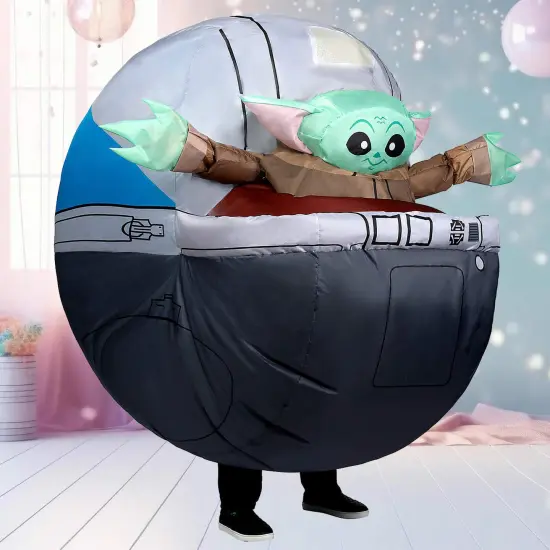 Adults Star Wars Grogu Inflatable Pram Costume, Baby Yoda Floating Pod Outfit {4}