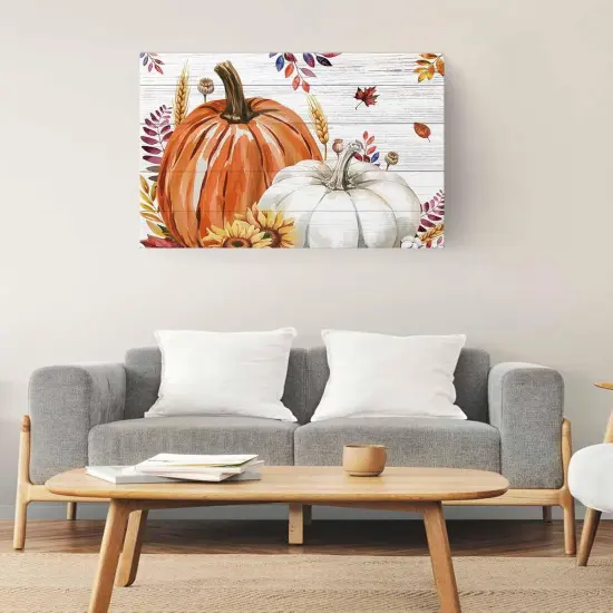 Orange Pumpkin Wood Gain Paint by Numbers Kit - 12" x 16" (with Wooden Frame) {2}