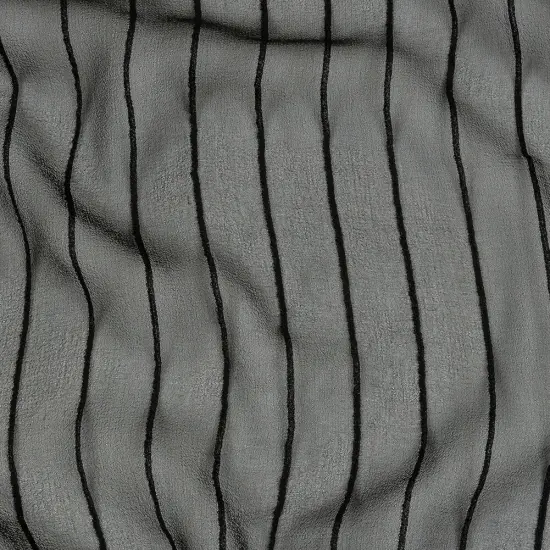1 Yard Black Nebulosity Pintucked Silk Chiffon Fabric for Elegant Dresses 44 Inch Width {1}
