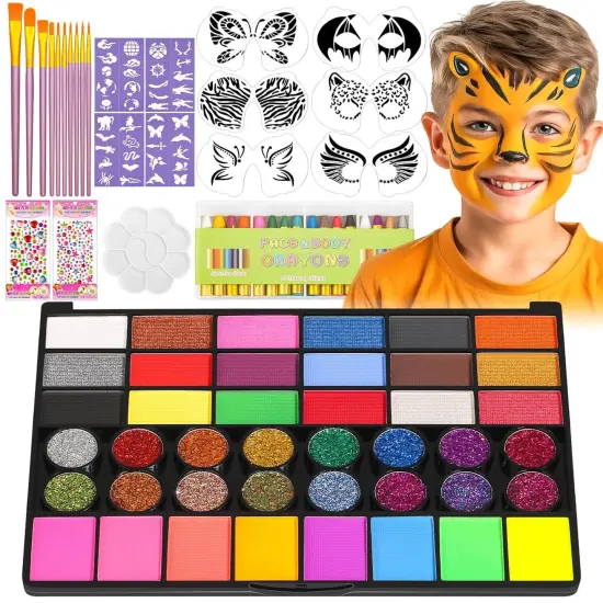 Kids Face Painting Kit	42 Colors (classic, glitter, fluorescent) {1}