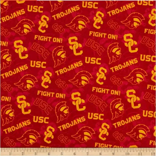 Licensed NCAA USC Tone on Tone USC-1178 Cotton Fabric by the Yard {1}