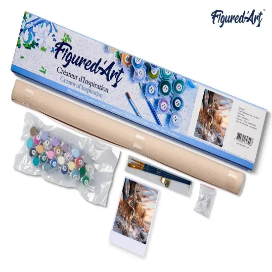 Figured'Art Paint by Numbers for Adults Deers during Winter 16"x20" - Craft Art Painting DIY Kit Rolled Canvas without frame {5}