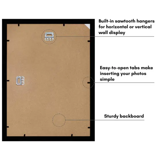 Americanflat Black Picture Frame with Shatter-Resistant Glass - Classic Molding with Black Mat and White Trim {6}