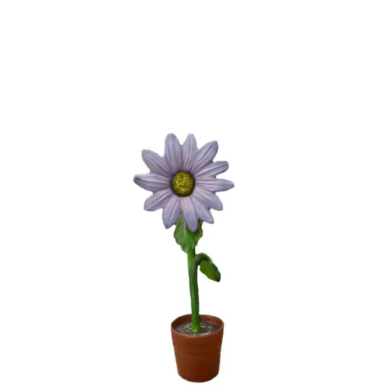 Small Purple Sunflower In Pot Flower Statue {1}