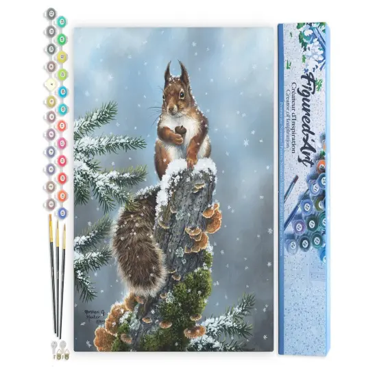 Figured'Art Paint by Numbers Kit for Adults Perched Squirrel 16"x20" - Craft Art Painting DIY Kit Rolled Canvas without frame {1}