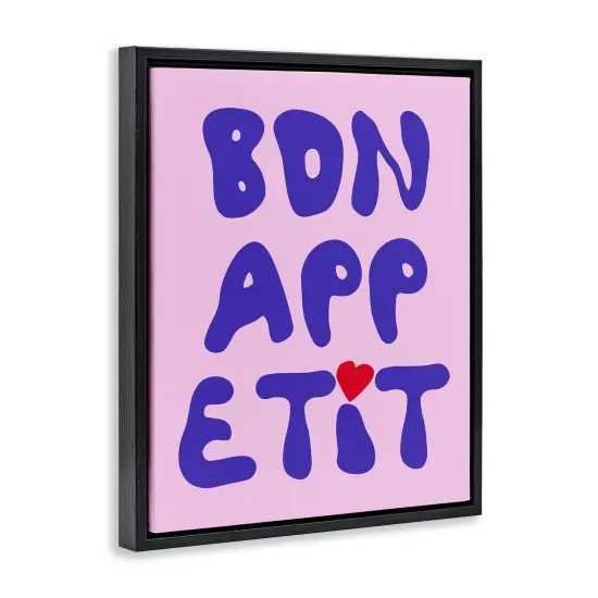 Stupell Industries Bon Appetit with Heart Floater Framed Canvas Wall Art Design by House of Lulu {3}