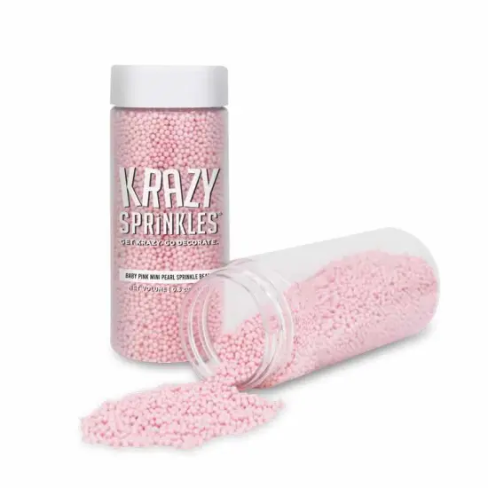 Krazy Sprinkles - Baby Pink Pearl Mini Beads (1/2 Cup, 1x Jar) for Cakes, Ice Cream & Cookies {2}