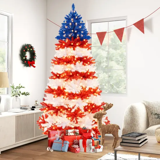 7.5 Feet Artificial Christmas Tree with Warm White LED Lights {3}