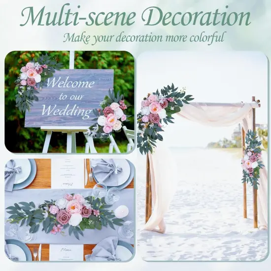 2PCS Artificial Flower Floral Swag for Decoration,Wedding Welcome Sign,Wedding Arch Flowers {3}