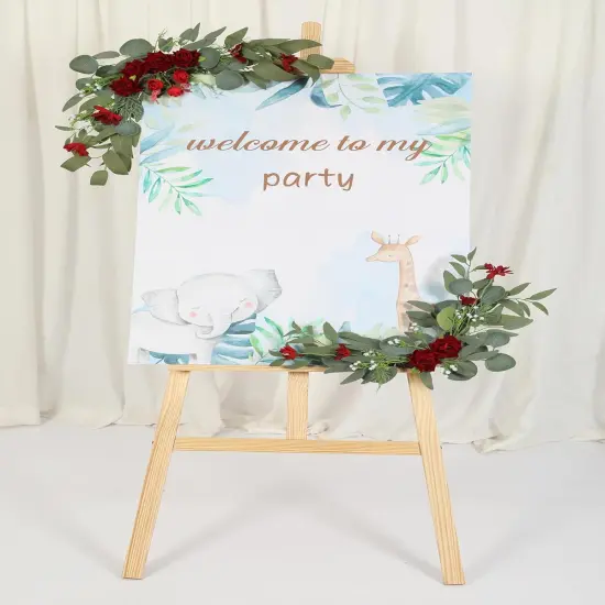 2pcs Artificial Wedding Arch Flowers for Wedding Sign （Red Rose） {5}