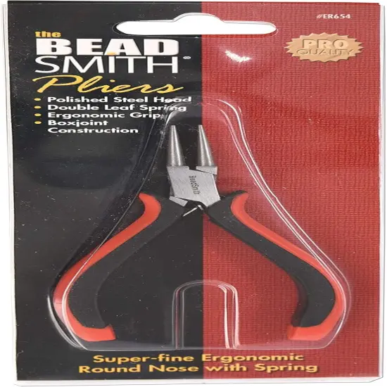 The Beadsmith Round Nose Pliers &ndash; Fine Tips &ndash; 5 inches (127mm) &ndash; Ergonomic Handle with Double Leaf Springs &ndash; Jewelry Making Tool for Creating Bracelets, Earrings and Necklaces {6}