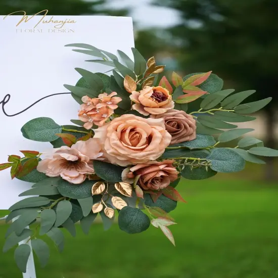 Pack of 2 - Wedding Sign Faux Flower Swag,Ceremony Party Reception Entrance Floral {5}