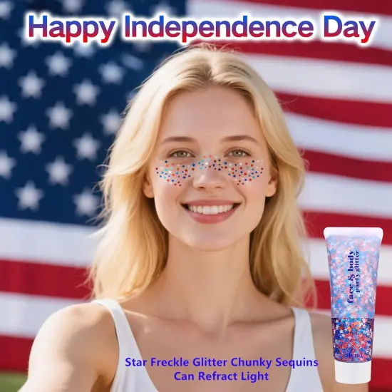 Face Body Glitter 4th of July Outfits for Women&Kids Glitters Makeup {2}