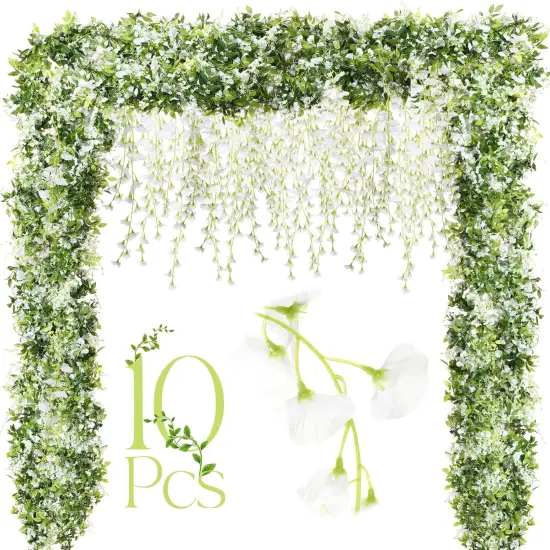 10 Pcs 7.2ft/pcs Artificial Flowers Wisteria Garland Artificial Wisteria Vine Hanging Flower {1}