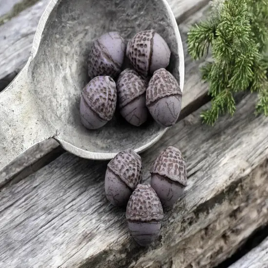 *8* 10x12mm Metallic Brown Washed Matte Dark Thistle Acorn Oval Beads {3}