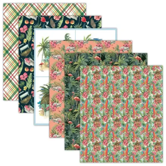 Tropical Holiday Scrapbook Paper Pack. 12 Sheets of 15.2x15.2cm Heavyweight Paper Pad F07M2-3 AC230314-06 {4}