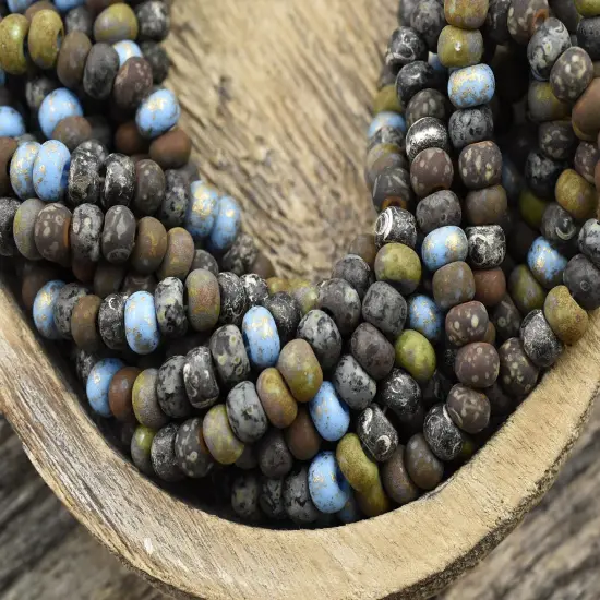 2/0 Aged Matte Nyx Picasso Mix Seed Beads (19' Strand) {2}