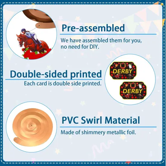 48 Pcs Derby Day Decorations Hanging Banner Swirls {3}