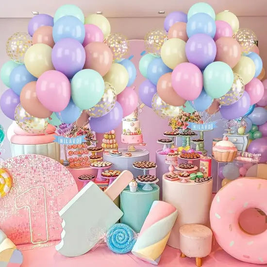Pastel Balloons 12 Inch Pastel Rainbow Balloons 35Pcs Multicolor Colorful Macaron and Gold Confetti Balloon Set for Girls Easter Engagement Wedding Anniversary Baby Shower Birthday Party Decorations {4}