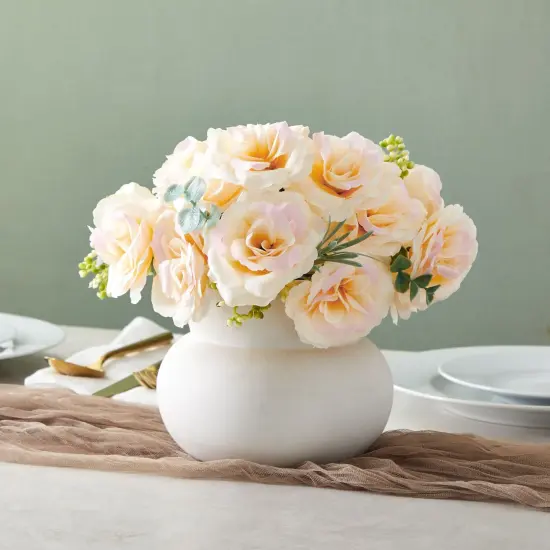 50 Pack Champagne Roses Artificial Flowers Bulk, 3 Inch Stemless Fake Silk Roses for Decorations, Wedding, Faux Bouquets Gold {2}