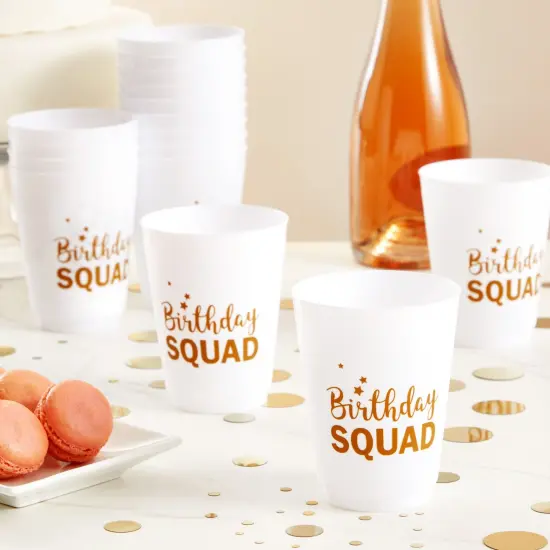 16 Pack Reusable Happy Birthday Party Cups for Women, Birthday Squad Plastic Tumblers for Adults (White, 16 oz, 4.25 x 3.5 Inches) {2}