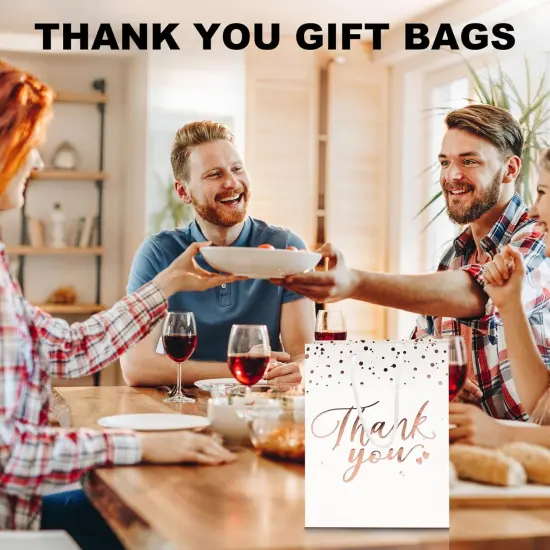 20 Pcs White Gift Bags with Handles - Medium Size Thank You Bags Bulk for Weddings {4}