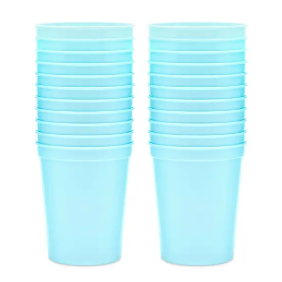 24-Pack 16-Ounce Blue Plastic Stadium Cups, Bulk Reusable Tumblers for All Occasions and Celebrations {5}